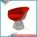 Hotel Steel Wire Red Fabric Cushion Armchair Stainless Steel Single Sofa Chair